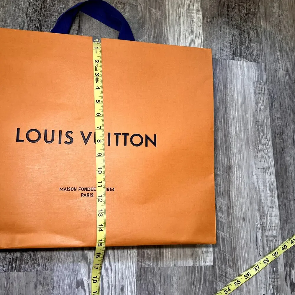 LOUIS VUITTON Large Orange Shopping Gift Bag Blue Handles Authentic